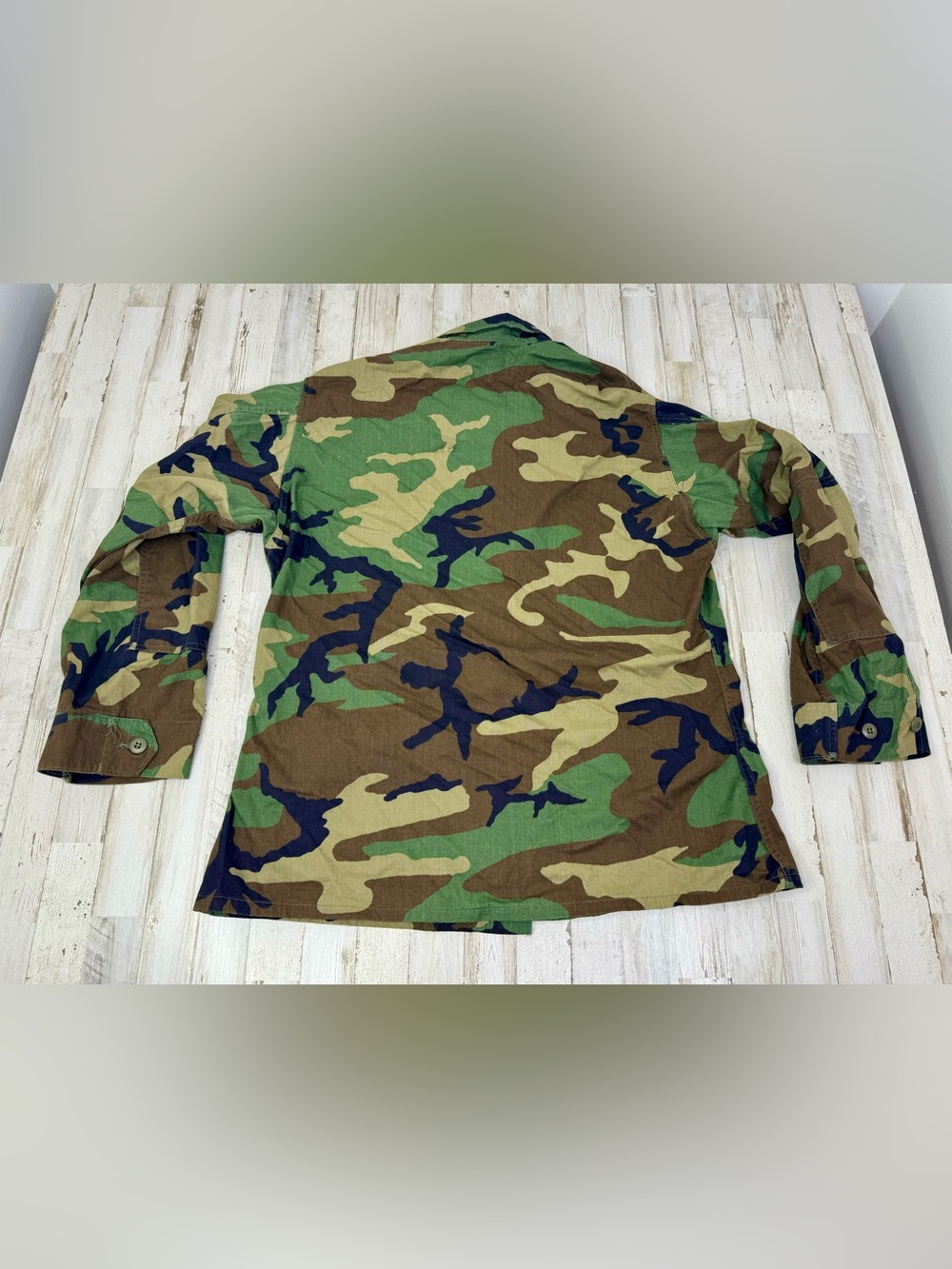 Vintage US Military Shirt Mens Large Camo Cargo Woodland Combat Shacket - Picture 12 of 14